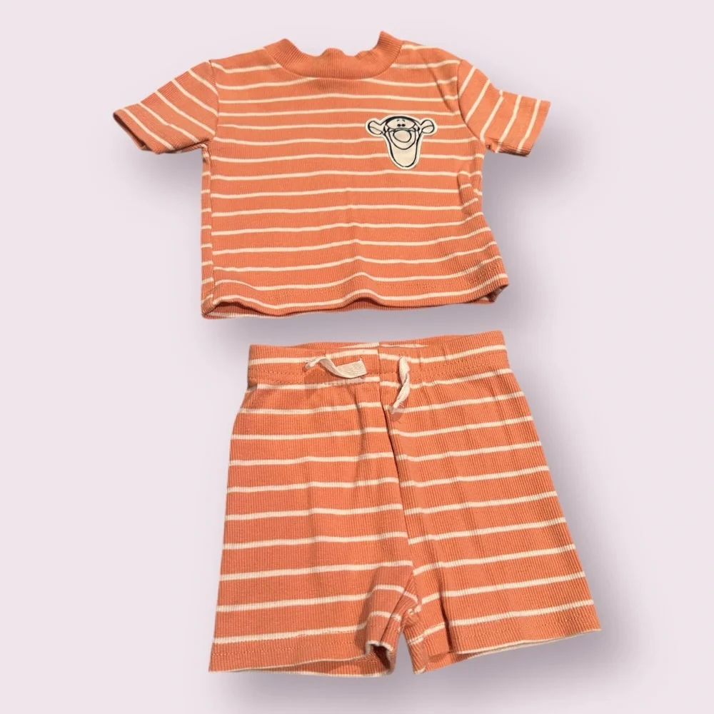 Disney Baby Shirts And Shorts Outfits in Green, Orange, Blue Mickey Mouse Tigger